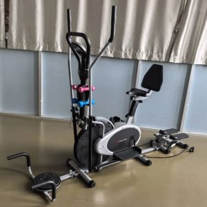 Orbitrack elliptical bike with stepper,twister,dumbbell,and push up